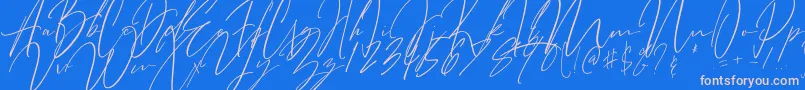フォントBitter Mind – ピンクの文字、青い背景