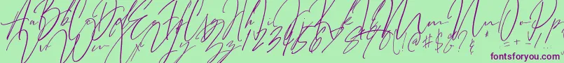 Bitter Mind-Schriftart – Violette Schriften auf grünem Hintergrund