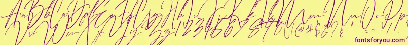 Bitter Mind-Schriftart – Violette Schriften auf gelbem Hintergrund