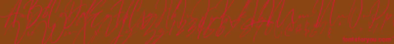 フォントBitter Mind – 赤い文字が茶色の背景にあります。