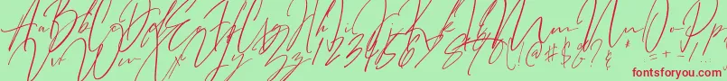Bitter Mind-Schriftart – Rote Schriften auf grünem Hintergrund