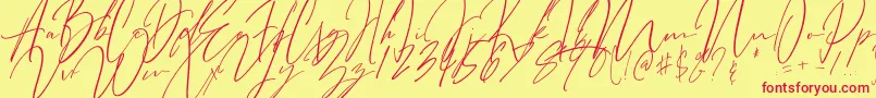 Bitter Mind-Schriftart – Rote Schriften auf gelbem Hintergrund