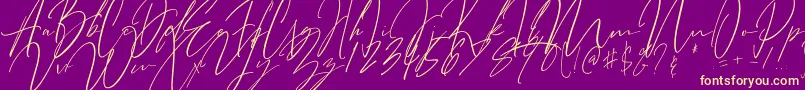 フォントBitter Mind – 紫の背景に黄色のフォント
