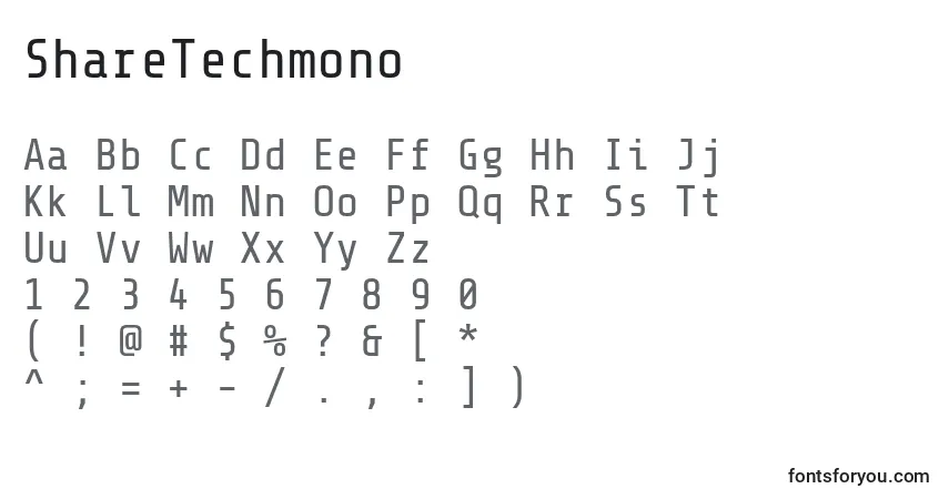 Шрифт ShareTechmono – алфавит, цифры, специальные символы