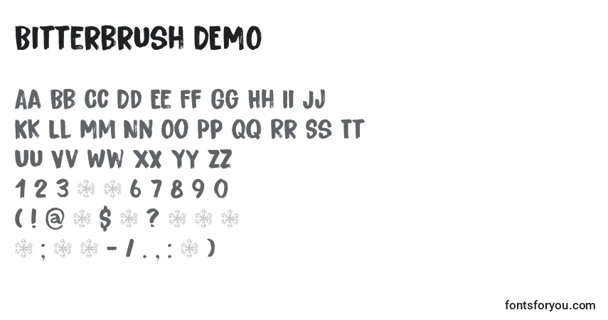 Czcionka Bitterbrush DEMO – alfabet, cyfry, specjalne znaki