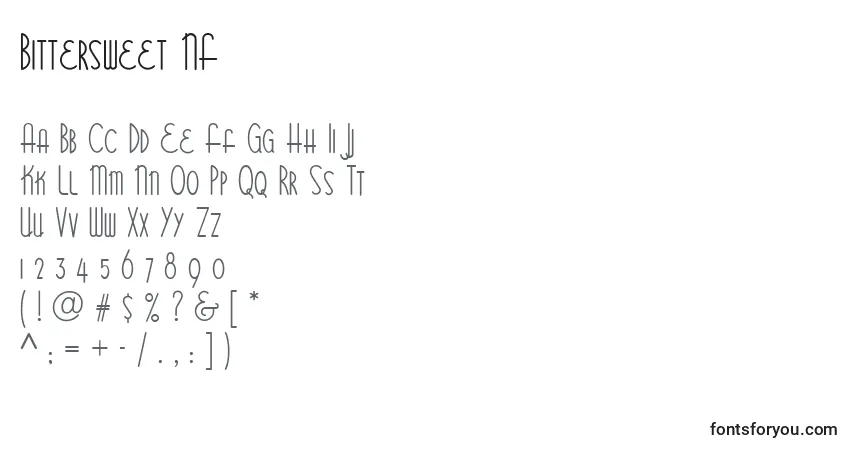 Schriftart Bittersweet NF – Alphabet, Zahlen, spezielle Symbole