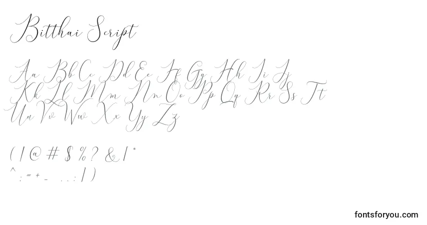 Schriftart Bitthai Script – Alphabet, Zahlen, spezielle Symbole