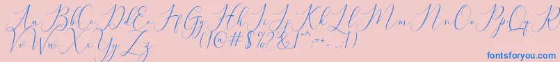 Bitthai Script-Schriftart – Blaue Schriften auf rosa Hintergrund