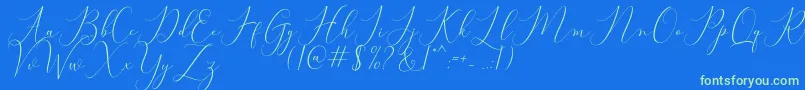 Fonte Bitthai Script – fontes verdes em um fundo azul