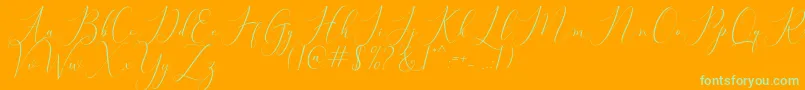 フォントBitthai Script – オレンジの背景に緑のフォント