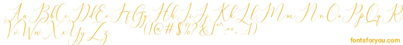 Bitthai Script-Schriftart – Orangefarbene Schriften auf weißem Hintergrund
