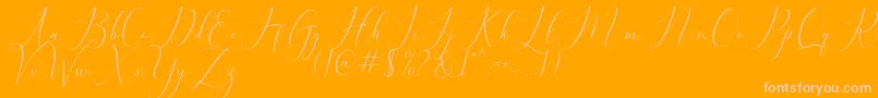 Bitthai Script-Schriftart – Rosa Schriften auf orangefarbenem Hintergrund