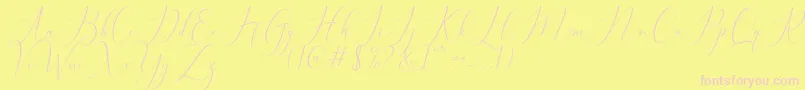 Bitthai Script-fontti – vaaleanpunaiset fontit keltaisella taustalla