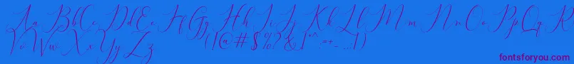 Bitthai Script-Schriftart – Violette Schriften auf blauem Hintergrund