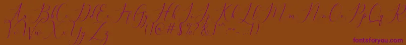 Bitthai Script-Schriftart – Violette Schriften auf braunem Hintergrund