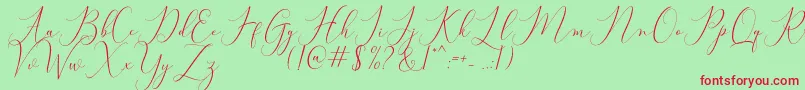 フォントBitthai Script – 赤い文字の緑の背景