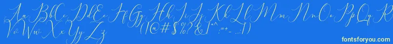 Bitthai Script-Schriftart – Gelbe Schriften auf blauem Hintergrund