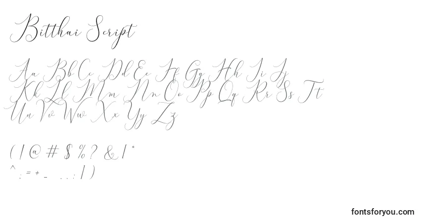 A fonte Bitthai Script (121385) – alfabeto, números, caracteres especiais