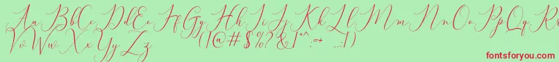 フォントBitthai Script – 赤い文字の緑の背景