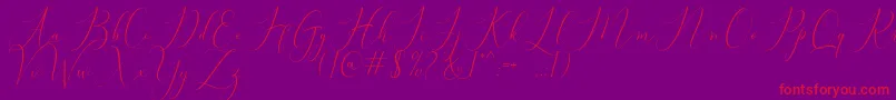 Fonte Bitthai Script – fontes vermelhas em um fundo violeta