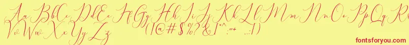 Fonte Bitthai Script – fontes vermelhas em um fundo amarelo