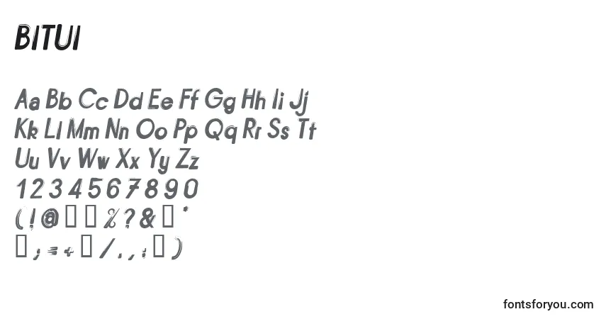 A fonte BITUI    (121386) – alfabeto, números, caracteres especiais