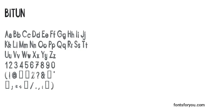 A fonte BITUN    (121387) – alfabeto, números, caracteres especiais