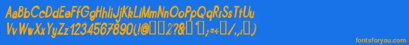 フォントBITUNI   – オレンジ色の文字が青い背景にあります。