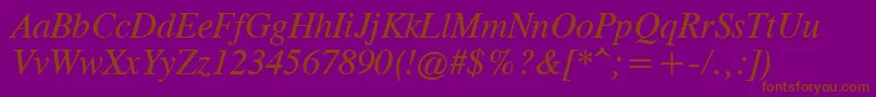 CgTimesРљСѓСЂСЃРёРІ-Schriftart – Braune Schriften auf violettem Hintergrund