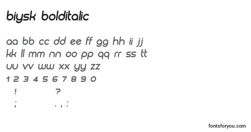 Schriftart Biysk BoldItalic – Alphabet, Zahlen, spezielle Symbole