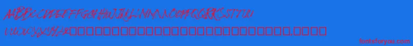 BizardleSs Font – Red Fonts on Blue Background