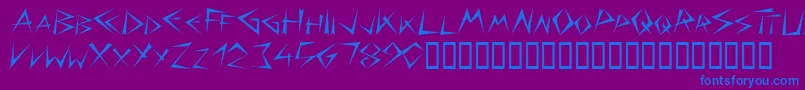フォントBizarre – 紫色の背景に青い文字