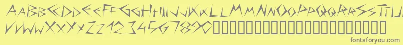 Bizarre-Schriftart – Graue Schriften auf gelbem Hintergrund