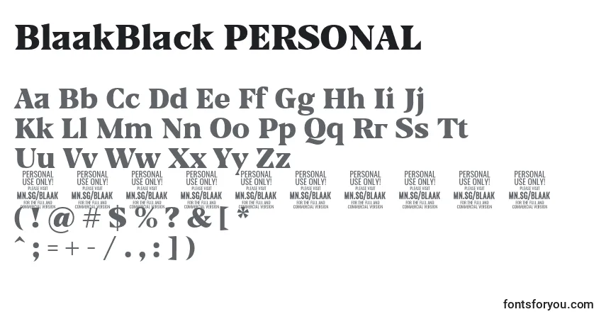 Police BlaakBlack PERSONAL - Alphabet, Chiffres, Caractères Spéciaux