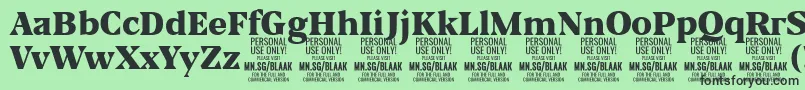 Fonte BlaakBlack PERSONAL – fontes pretas em um fundo verde