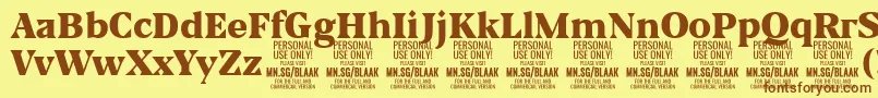 BlaakBlack PERSONAL Font – Brown Fonts on Yellow Background