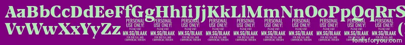 フォントBlaakBlack PERSONAL – 紫の背景に緑のフォント