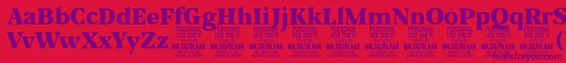 BlaakBlack PERSONAL Font – Purple Fonts on Red Background
