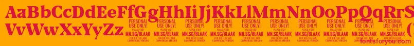 BlaakBlack PERSONAL Font – Red Fonts on Orange Background