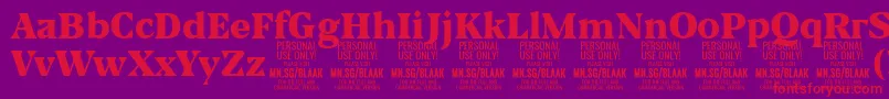 BlaakBlack PERSONAL-Schriftart – Rote Schriften auf violettem Hintergrund