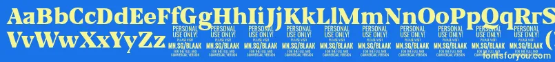 フォントBlaakBlack PERSONAL – 黄色の文字、青い背景