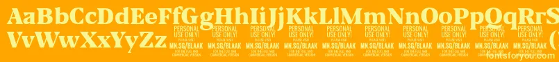 BlaakBlack PERSONAL Font – Yellow Fonts on Orange Background