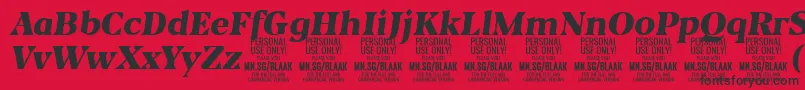 Czcionka BlaakBlackItalic PERSONAL – czarne czcionki na czerwonym tle