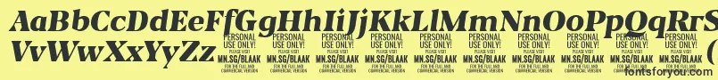 フォントBlaakBlackItalic PERSONAL – 黒い文字の黄色い背景