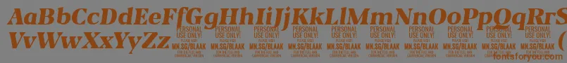 Fonte BlaakBlackItalic PERSONAL – fontes marrons em um fundo cinza