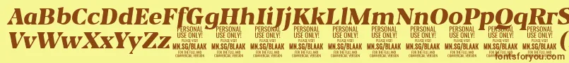 BlaakBlackItalic PERSONAL Font – Brown Fonts on Yellow Background