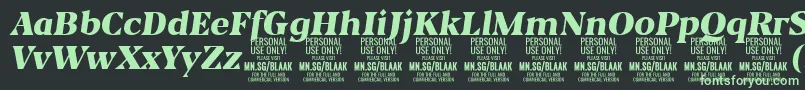 BlaakBlackItalic PERSONAL-Schriftart – Grüne Schriften auf schwarzem Hintergrund