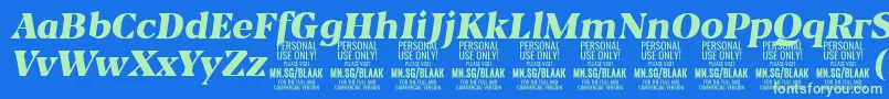BlaakBlackItalic PERSONAL Font – Green Fonts on Blue Background