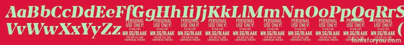 BlaakBlackItalic PERSONAL-fontti – vihreät fontit punaisella taustalla