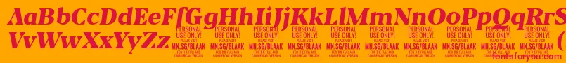 BlaakBlackItalic PERSONAL Font – Red Fonts on Orange Background